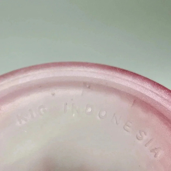 Set of 2 KIG Indonesia Pink & Clear Frosted Sherbet Sundae Glass 5" Ruffle Edge - Picture 2 of 2